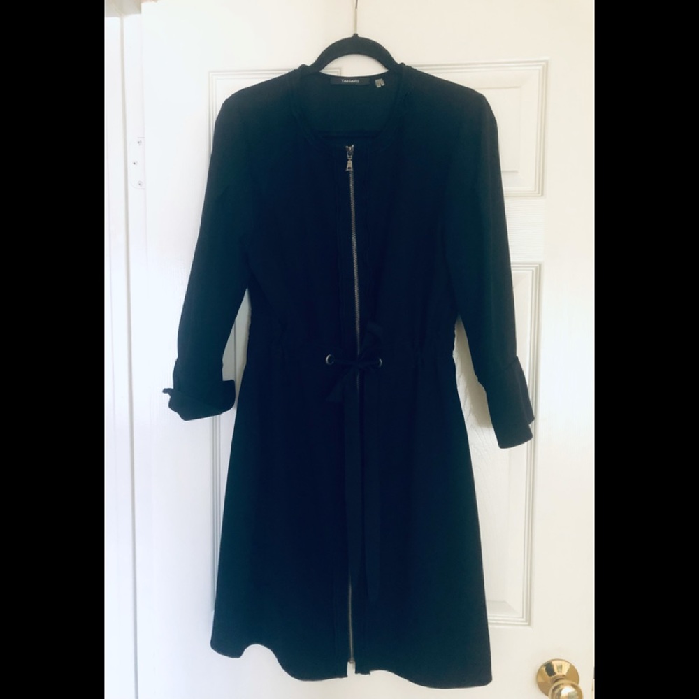COPY - Tahari Black knee length zipper dress with tie at waist.  Size 12. Never…